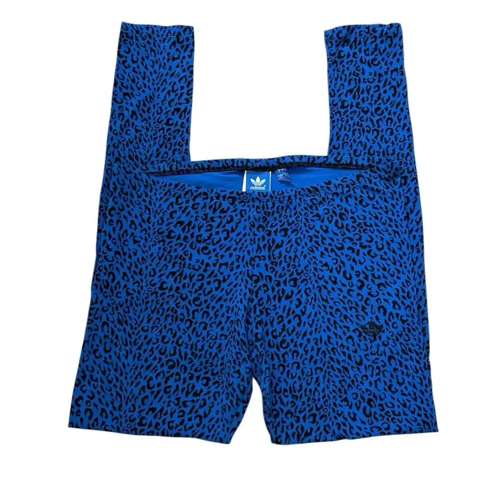 Adidas Blue Black Lightweight Animal Print Leggings Large